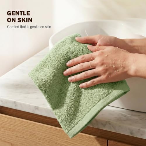 Utopia Towels 12 Pack Cotton Washcloths Set, 100% Ring Spun Cotton, Premium Flannel Face Cloths, Highly Absorbent and Soft Feel Fingertip Towels, Sage Green - Image 2