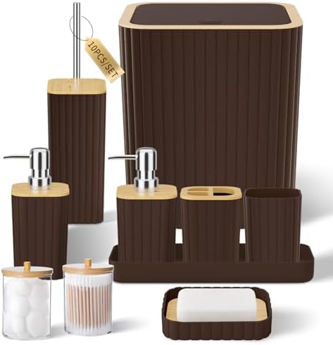 XLHOMO Bathroom Set - Elegant Brown Bathroom Set, Bathroom Accessories Set by BetterbathroomwithXLHOME