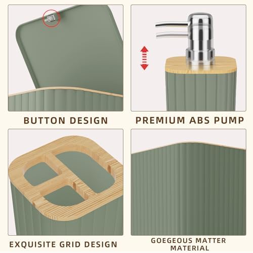 XLHOMO Bathroom Accessories Set - 10PC Elegant Sage Green Bathroom Set - Image 7