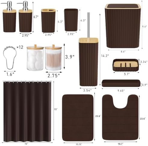 XLHOMO Bathroom Set - 25PC Brown Bathroom Set with Shower Curtain and Rugs - Image 3