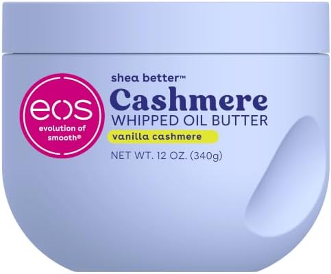 eos Cashmere Whipped Oil Body Butter, Vanilla Cashmere, 72 Hour Weightless Moisture For Dry Skin, Rich Formula and Deep Hydration, Body Care, 12 oz by eosproducts