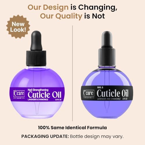 C CARE Cuticle Oil For Nails - Lavender and chamomile Nail Oil - Moisturizes and Strengthens Nails and Cuticles - Dropper & Brush included - Large 2.5 oz bottle - Image 2