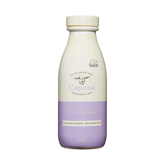 Caprina by Canus Legendary Bubble Bath with Fresh Canadian Goat Milk Gentle Soap Moisturizing Vitamin A, B2, B3 More, Lavender Oil, 27.1 Fl Oz