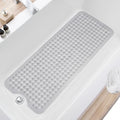 TEESHLY Upgrade Bath Tub and Shower Mats, Non Slip 40 x 16 Inch Extra Large Bathtub Mat, Machine Washable Bathmat with Drain Holes, Suction Cups for Bathroom Floor, Clear Gray by TEESHLY