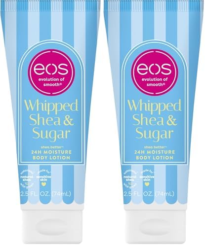 eos Shea Better Travel Size Body Lotion, Whipped Shea & Sugar, Limited Edition Skin Care, 24-Hour Moisture, Body Lotion for Women, travel size toiletries, Vegan, 2.5 fl oz (Pack of 2) by eosproducts