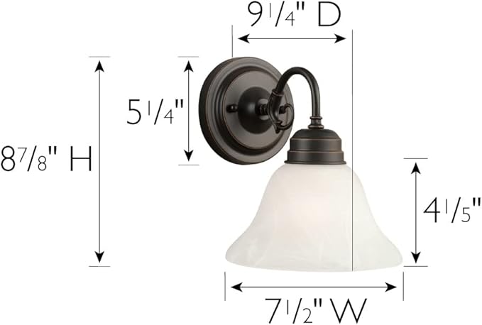 Design House 514497 Millbridge Wall Light Traditional 1-Light Indoor Dimmable Light with Alabaster Glass for Bathroom Hallway Foyer, Oil Rubbed Bronze