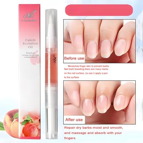 Moily 5 Pack Premium Cuticle Oil Pens Nail Care Kit For Women Moisturize Repair Brittle Nails Professional Manicure Tools Peach One Size - Image 3