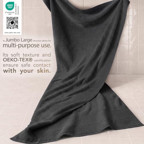 Cotton Paradise 100% Cotton Turkish Towel Set, Soft Absorbent Quick Dry, 2 Piece 35x70 Bath Sheet Set, Dark Gray - Image 3
