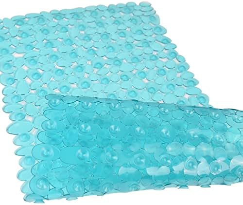 Pebble Shower Mat for Bathtub Non Slip 35"X16" with Suction Cup Clear Green by HOME