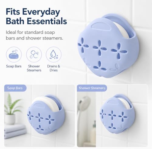 2-Pack Silicone Shower Steamer Holder with Suction Cups, 3.28 Inch Tray Set - Image 3
