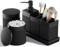 6-Piece Black Bathroom Set - Sleek Resin Organizer with Soap Dispenser, Toothbrush Holder, Vanity Tray, Tumbler & Apothecary Jars for Small Spaces by LetUsMakeHomeYourFavoriteDestination
