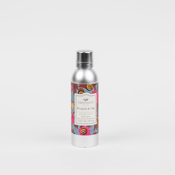 Greenleaf Gifts Rhubarb & Oak Scented Room Air Freshener Spray | Non-Aerosol 7 oz Spray | Floral Scented Air Freshener for Home | Home Fragrance for Bedroom & Bathroom