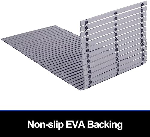 Bath Mat Bathroom Runner Long Large Rugs Floor Wood Shower Bathtub Waterproof Non Slip Accessories 16x48 Inch Easy to Clean, Striped Grey, 1 pc - Image 4