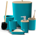 Clara Clark Bathroom Set - Teal Bathroom Accessories Set, 6PC Bathroom Accessory Set, Bathroom Sets with Toilet Brush, Trash Can & Soap Dispenser by ClaraClark