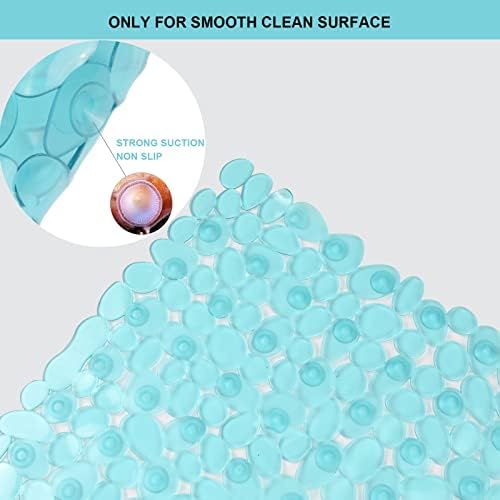Pebble Shower Mat for Bathtub Non Slip 35"X16" with Suction Cup Clear Green - Image 4