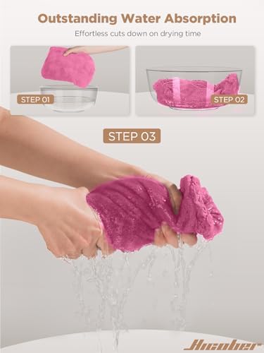 Hicober Microfiber Hair Towel Wrap for Women, Aqua Peach Pink, 3-Pack - Image 6