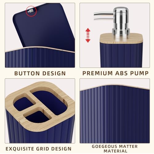 XLHOMO Bathroom Accessories Set - 10PC Elegant Blue Bathroom Set - Image 7