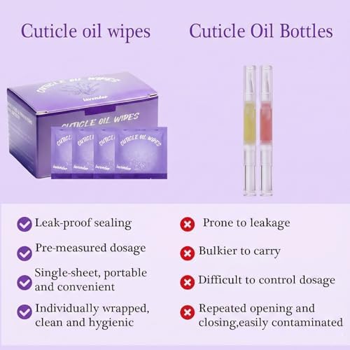 NovaCharm 100Pcs Cuticle Oil for Nails, Individually Packaged Lavender Scented Nail Care Pads for Moisturizing Cuticles -Wipes for Travel & Mini Cuticle Oil Bulk for Salon Use, Easy to Use - Image 3