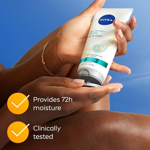 NIVEA Skin Firming & Toning Body Gel Cream with Q10, Hyaluronic Acid and Vitamin C, Clinically Tested Skin Firming & Toning Cream, 72-Hour Moisture, 6.7 Oz Tube (Pack of 12) - Image 6