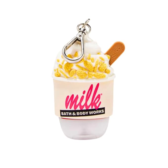 Bath & Body Works Milk Bar Corn Flake Soft Serve PocketBac Holder – Silicone Sanitizer Holder with Silver-Tone Clip