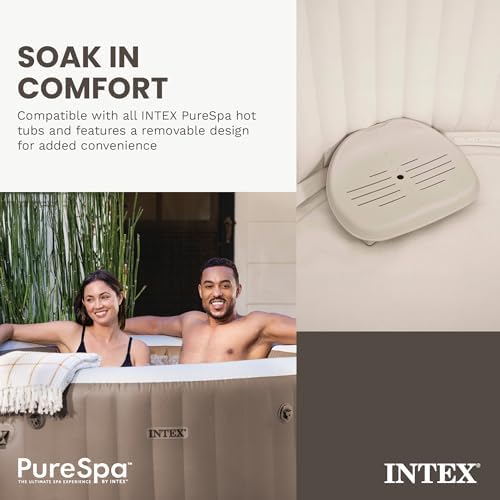 Intex 28502E PureSpa Slip Resisting Removable Countoured Inflatable Hot Tub Spa Seat Accessory with Adjustable Height for All PureSpa Models, Beige - Image 6
