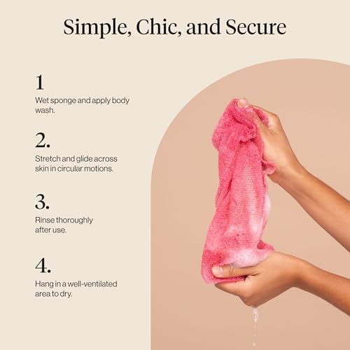Kitsch African Net Sponge – Exfoliating Body Scrubber – Berry Pink, 3 Pcs - Image 7