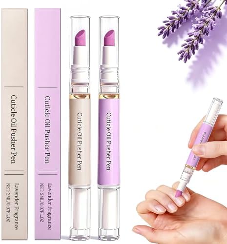 2 Pcs 2-in-1 Cuticle Oil Pusher Pen - 2026 New Ceramic Cuticle Pen,No Leak Travel Size Cuticle Pusher Pen With Oil,Moisturizing And Brightening Instant Keratin Removal Tool For Dry Damaged Nails by Unknown