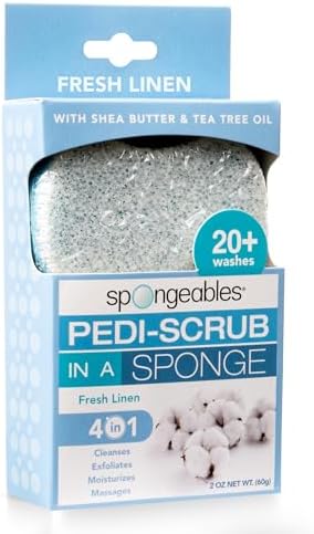 Spongables Pedi Scrub Foot Exfoliating 20+ Wash Sponge, Fresh Linen, 1 Count by Spongeables