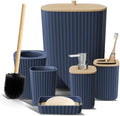 Clara Clark Bathroom Set - Navy Blue Bathroom Accessories Set, 6PC Bathroom Accessory Set, Bathroom Sets with Toilet Brush, Trash Can & Soap Dispenser by ClaraClark
