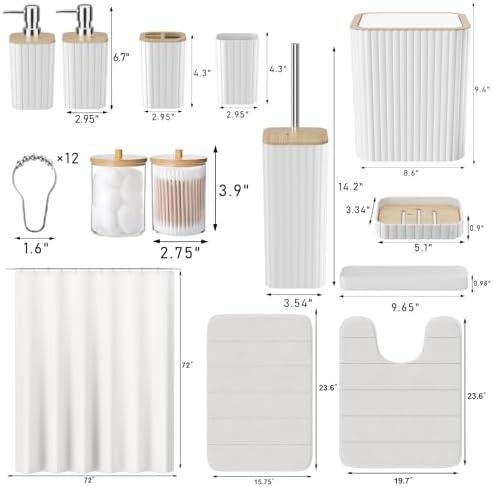 XLHOMO Bathroom Set - 25PC White Bathroom Set with Shower Curtain and Rugs - Image 4