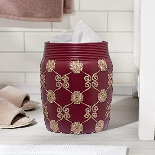 Zahari Home 2pc Elegant Rose Luxury Bathroom Accessories Set Modern Shower Basket & Tissue Box Classic Luxury Contemporary Decor Beautiful Unique Design Stylish Bathroom Accessories Set - Image 2