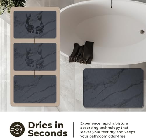 TOSORO - Stone Bath Mat Diatomaceous Earth Shower Mat Non-Slip Super Absorbent Diatomite Stone Bath Mats for Bathroom Floor Quick Drying Natural Easy to Clean (23.5 x 15) - Graphite, 2pcs - Image 3