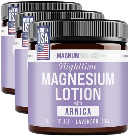 Magnum Solace Nighttime Magnesium Lotion with Arnica – Highly Concentrated Magnesium for Muscles & Joints – Apply to Legs or Feet Before Bed – Skin-Friendly (Pack of 3) by MAGNUMSOLACE