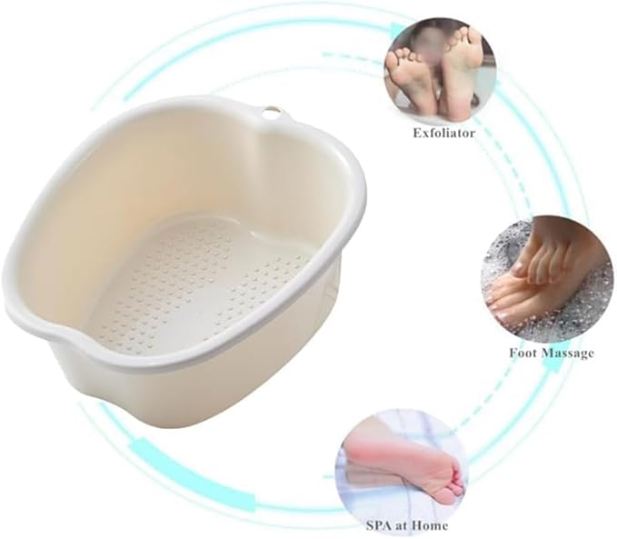Foot Soaking Tub Sturdy Soaking Feet Bucket Large Size Foot Basin Thickened Massager Tub with Raised Massage Nodes Exfoliation Callus Pedicure Foots Spa Bath Bucket (2 PCS Pink + White)