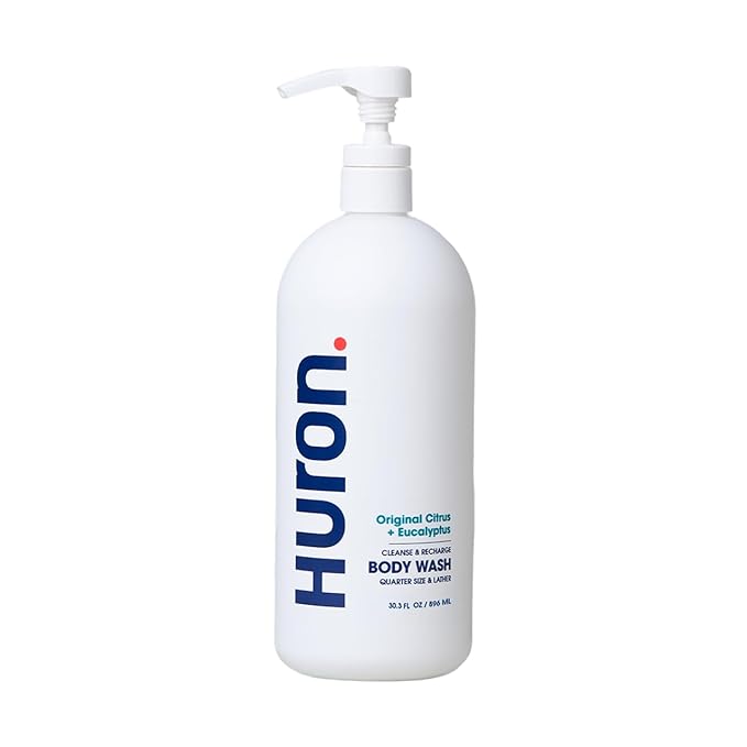 Huron Body Wash for Men and Women, Hydrating Daily Cleanser with Citrus + Eucalyptus Scent, Moisturizing Shower Gel, non-toxic, Phthalate-Free Clean Ingredients for Men, 30.3 fl oz