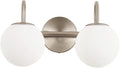 Modern Bathroom Vanity Light Fixtures Brushed Nickel 2 Lights Milk White Globe Glass Shade Modern Wall Sconce Lights Vanity Lights Over Mirror(Exclude G9 Bulb)