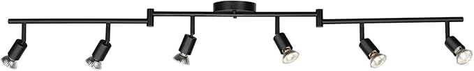 Globe Electric 59693 6-Light Foldable Track Lighting Kit, Matte Black Finish, Adjustable Heads, Bendable Arms, GU10 Base, Dimmable, Modern Industrial Style