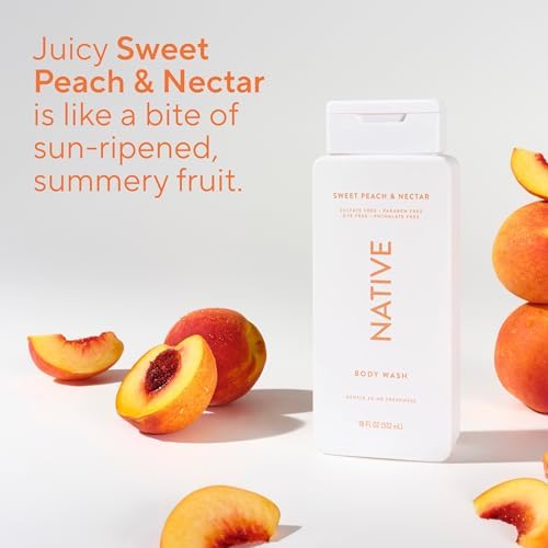 Native Clean Body Wash, Gentle & pH-balanced for Sensitive Skin, 24-Hr Freshness for Women & Men, Vegan & Cruelty-Free, Free of Sulfates & Parabens, Sweet Peach & Nectar, 18 fl oz - Image 5