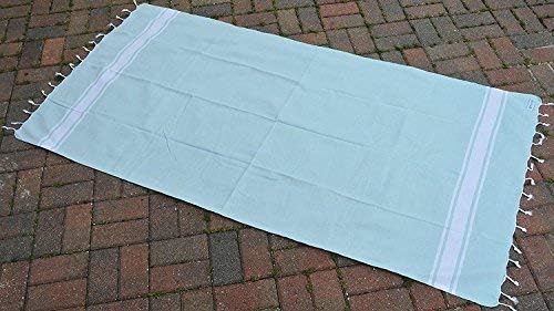 Prewashed | Soft Original Turkish Cotton Bath Towel | Beach Towel | Hammam Yoga Gym Towel | Pestemal 60x80 Inches (Mint)