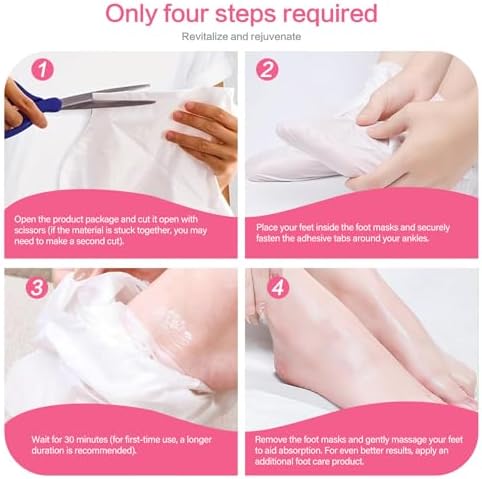 5Packs Foot Mask with Niacinamide, Deep Hydration Foot for Dry Cracked Skin, Nourishing Care with Shea Butter & Vitamin E, SPA at Home, 6.3oz - Image 2