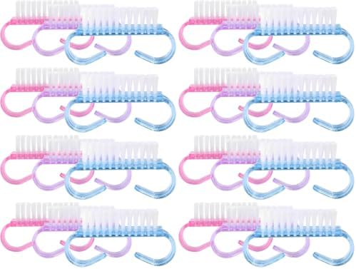 24-Pack Handle Grip Nail Brush(assorted color), Fingernail Scrub Cleaning Brushes for Toes and Nails Cleaner, Pedicure Brushes for Men and Women by YOFAN