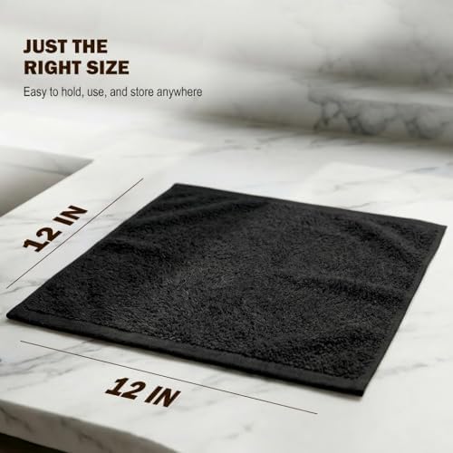 Utopia Towels 12 Pack Washcloths, 12x12 in, 100% Cotton, Black - Image 6