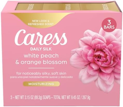 Caress Beauty Bar Soap For Noticeably Silky Soft Skin Daily Silk Extract and Floral Oil Essence 3.15 oz 3 Bars by Caress