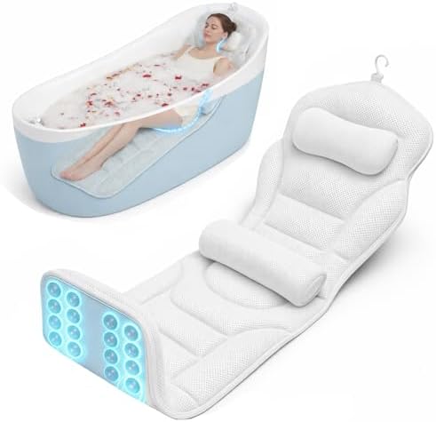 Full Body Bathtub Pillow with Lumbar Support, 5D Air Mesh Bathtub Cushion for Soaking Tub, 168 Suction Cups Full Bath Pillow for Post-Yoga Spa, Deep Relaxation & Romantic Baths by Unknown