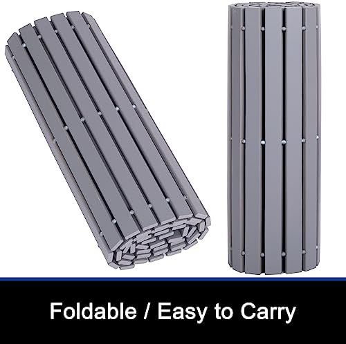 Bath Mat Bathroom Runner Long Large Rugs Floor Wood Shower Bathtub Waterproof Non Slip Accessories 16x48 Inch Easy to Clean, Striped Grey, 1 pc - Image 5