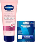 Vaseline Lotion & Lip Therapy Bundle – Healthy Hands Stronger Nails with Keratin Intensive Care Hand Lotion + Original Lip Balm Tube by Vaseline