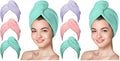 Hicober Microfiber Hair Towel, 3 Count of Turbans Drying wrap Towels for Curly or Wet Hair Women Anti Frizz (Pink,Purple,Green) (Pack of 2) by Hicober