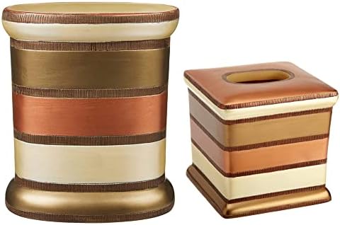 Zahari Home 2pc Contempo Luxury Bath Accessories Set Waste Basket & Tissue Box Modern Classic Contemporary Decorative Beautiful Designs Stylish Bathroom Accessories Set by ZahariHome