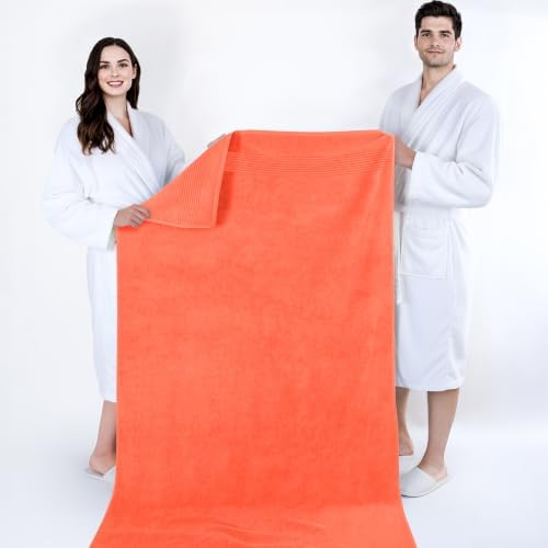 Cotton Paradise 100% Cotton Turkish Towel Set, Soft Absorbent Quick Dry, 2 Piece 35x70 Bath Sheet Set, Coral - Image 5