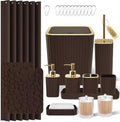 XLHOMO Bathroom Set - Brown Bathroom Sets with Shower Curtain and Rugs by BetterbathroomwithXLHOME